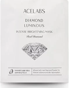 Diamond Luminous Brightening Collagen Mask Pack - 10 Sheet Face Masks with Real Diamond Dust for Tightening, Hydrating & Anti-Wrinkle Skin Care