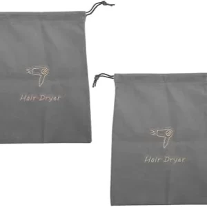Velvet Drawstring Jewelry Storage Bags - Portable Hair Dryer & Styling Tool Organizer - Set of 2