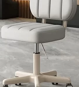 Leather Rolling Swivel Salon Chair with Hydraulic Height Adjustable Seat Back Support for Office Massage Spa Drafting Tattoo Barber Grey