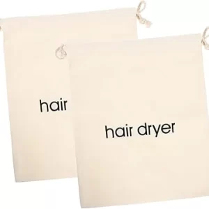PartyKindom Portable Cotton Canvas Drawstring Storage Bag for Hotel Home Hair Dryer Organizer (100 characters)