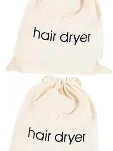 Mikinona Hair Dryer Storage Bag - 2 Pack Large Capacity Canvas Drawstring Organizer for Travel Hotel Home Stylist Essentials