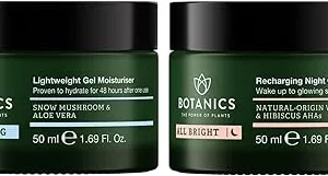 Botanics Lightweight Face Moisturizer & Recharging Night Cream - Hydrate Skin with Snow Mushroom, Aloe Vera & Hibiscus - Vegan & Cruelty-Free