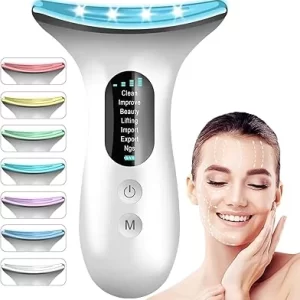 White Portable Facial Massager Wand With 7 Colors Multifunction For Skin Care Beauty Device