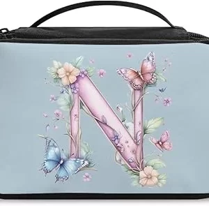 Women's Large Blue Waterproof Makeup Bag for Travel and Work - Carry Cosmetics in Style