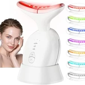 Beautify Facial Beauty Tool - 7 in 1 Facial Massager with Heat, Vibration & Skin Care Modes for Face Neck - Portable Face Massage Device (White)