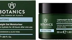 Snow Mushroom & Aloe Facial Moisturizer for Dry Skin by Botanics (1.69oz) - Vegan Gel Moisturizer for Men & Women