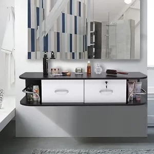 Salon Beauty Station with Storage Drawers - Multifunctional Wall Mounted for Salon, Spa, Barber Shop, Home and Bathroom - Black and White