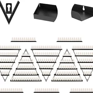 Triangular Wall-Mounted Nail Polish Display Rack - 5-Tier Black Metal Polish Bottle Holder (Set of 10)