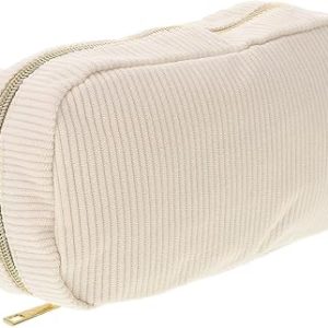 Women's Corduroy Makeup Bag Travel Toiletry Organizer Zipper Pouch Compact for Christmas Gift