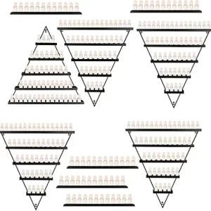 Woocommerce Black Metal 5-Tier Nail Polish Wall Mounted Triangle Cosmetic Organizer - 45 Bottle Storage for Salon or Home Use