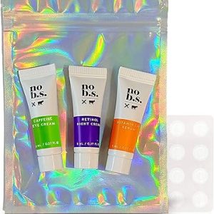 Vitamin C E Serum, Retinol Night Cream, Caffeine Eye Cream, Acne Patches Skincare Trial Kit - 4 Piece Travel Size Gluten Free